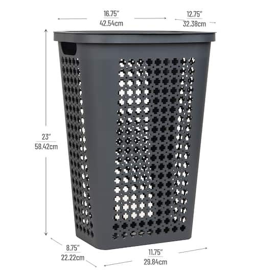 Mind Reader 50L Tapered Laundry Hamper with Swiss Cross Cut-Outs